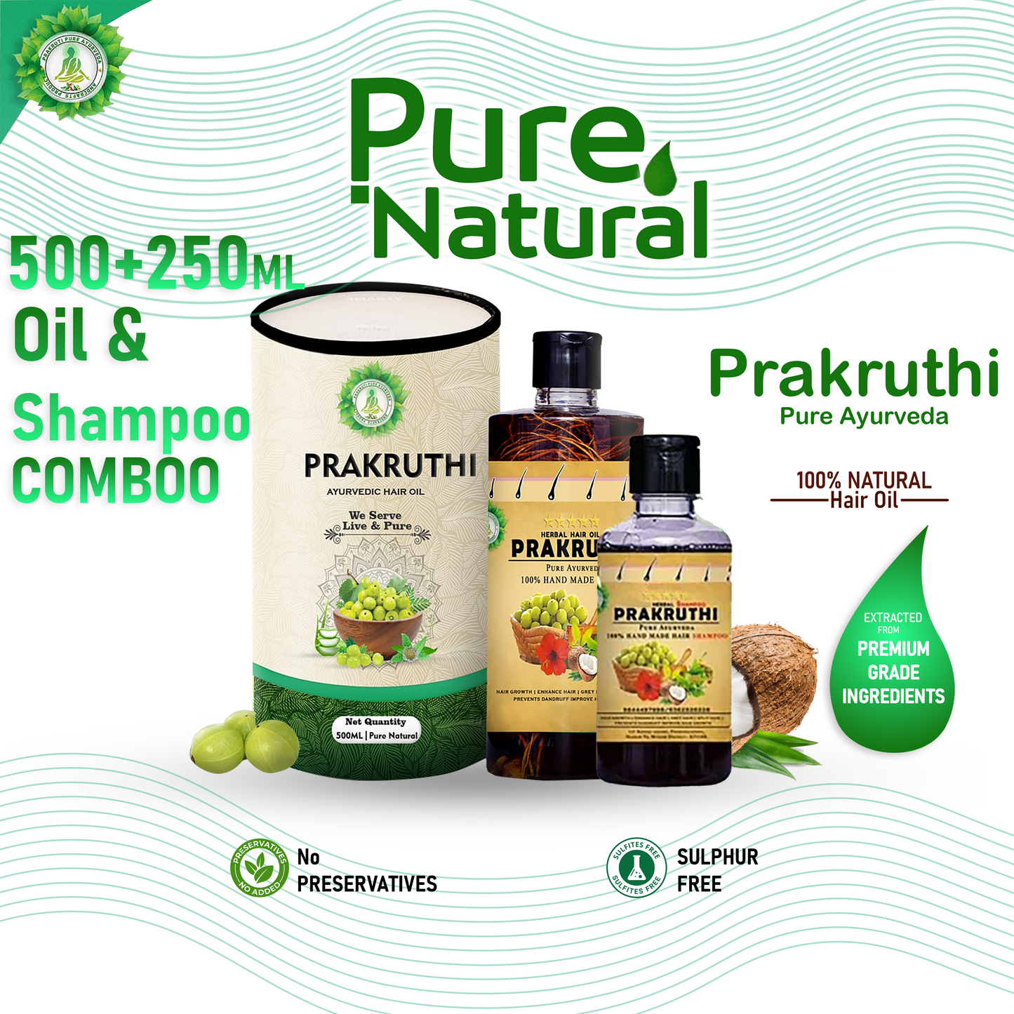 500ML Hair Oil & 250ML Shampoo best 3to4 month result package