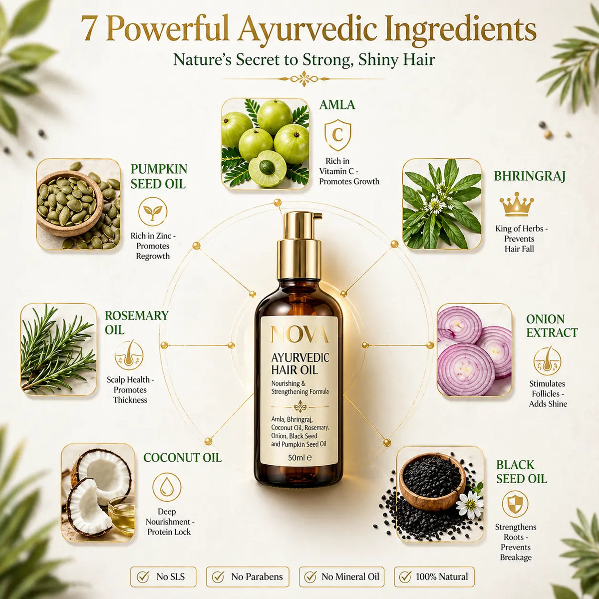 NOVA Ayurvedic Black Hair Oil - 50ml