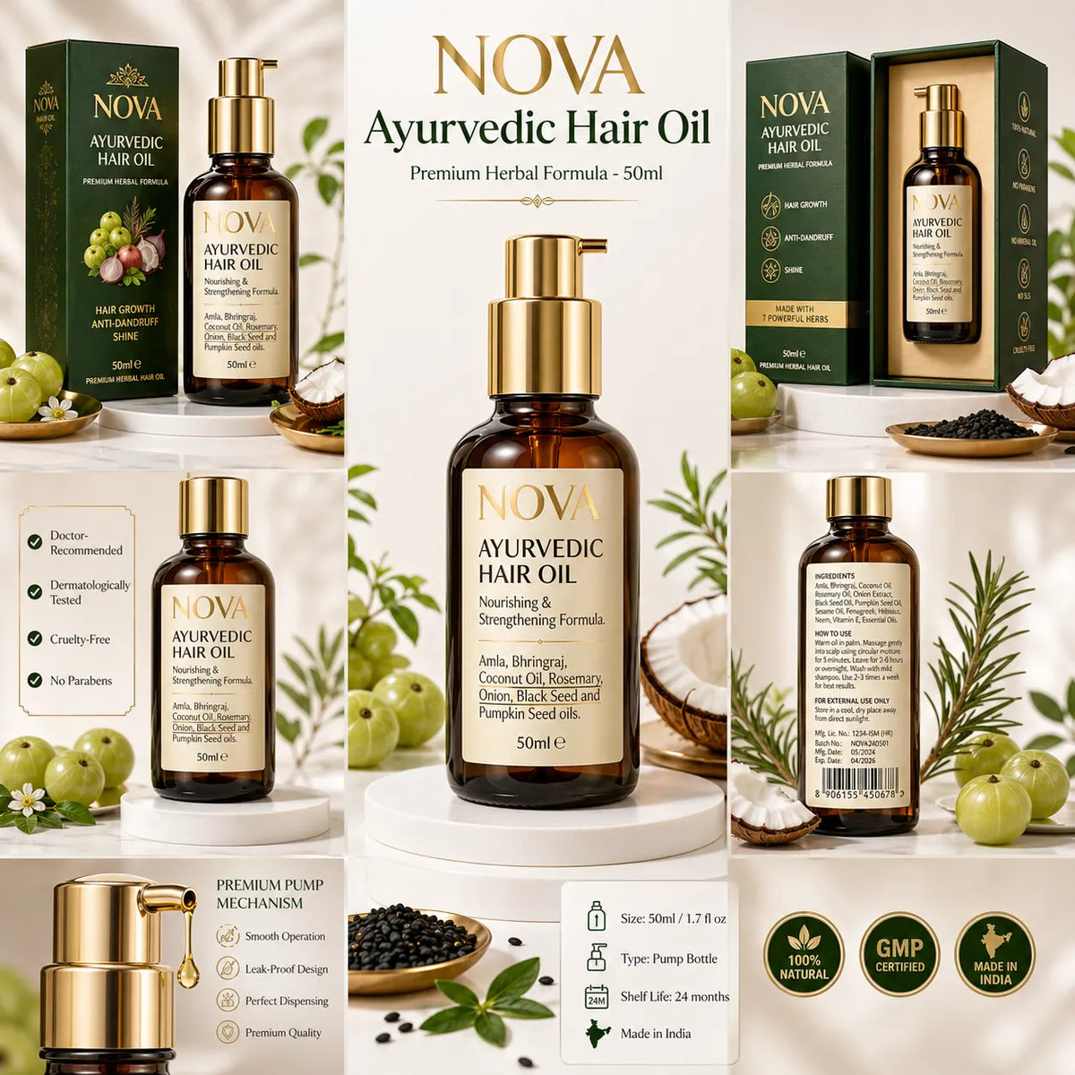 NOVA Ayurvedic Black Hair Oil - 50ml