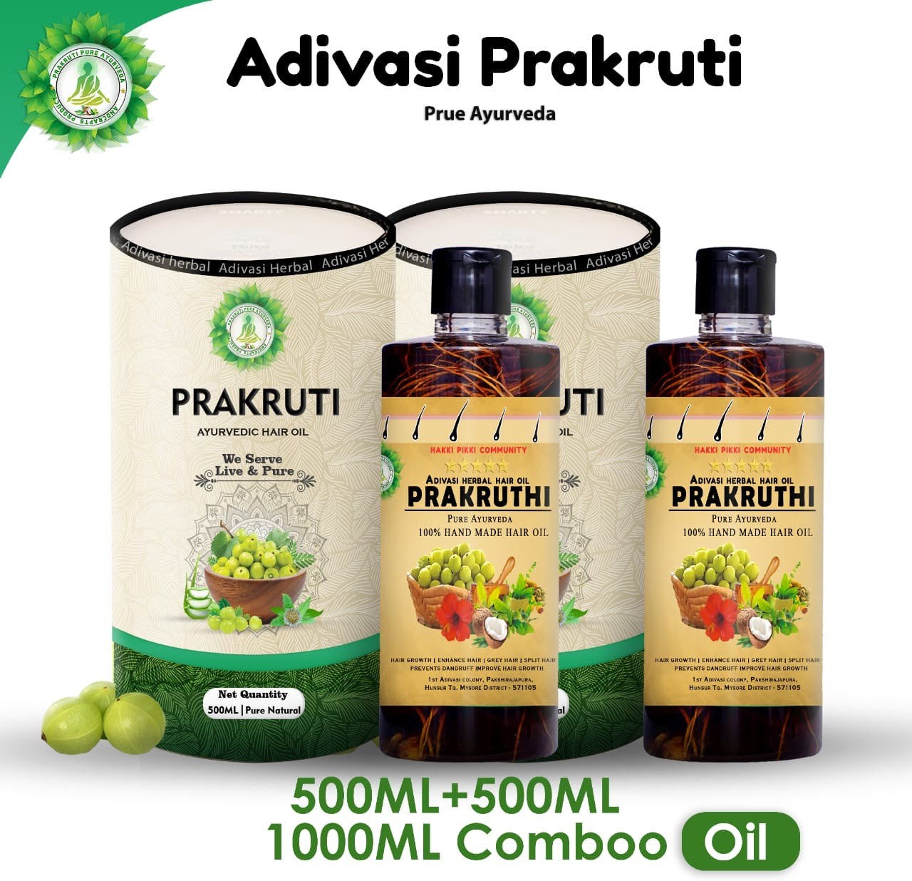 🔻Adivasi Prakruthi Pure ayurveda Hair Oil Buy 1000ML full course📦