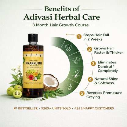 500ML Ayurvedic Hair Oil - 3 Month Hair Growth Package