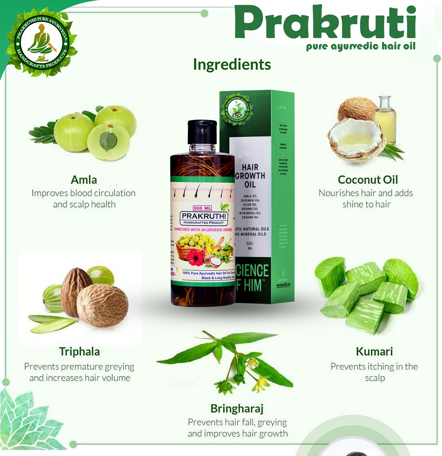 🔻500ML Adivasi Prakruthi Pure Ayurveda hair oil( Long hair Growth hair and white hair 4 Month corse package )