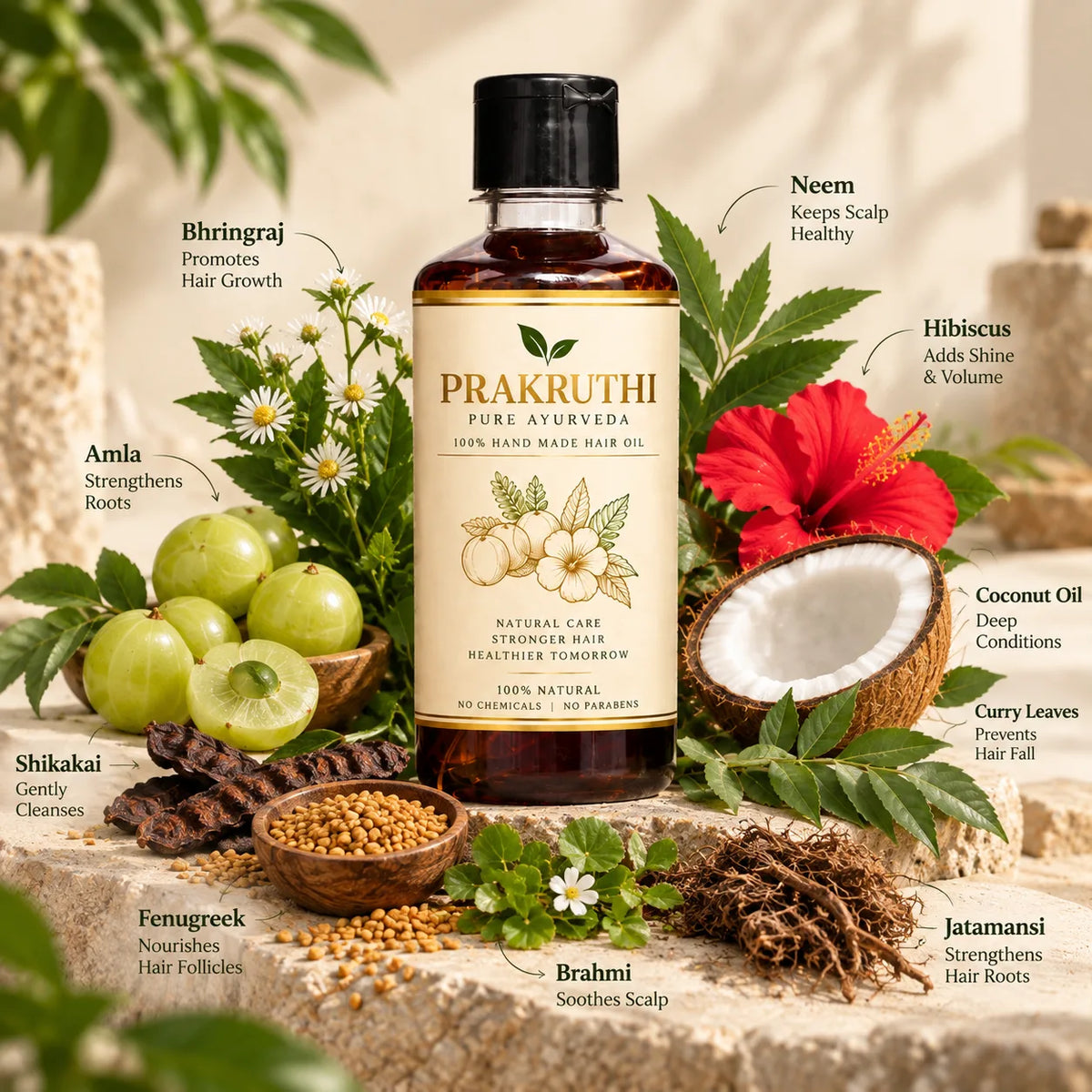 500ML Ayurvedic Hair Oil - 3 Month Hair Growth Package