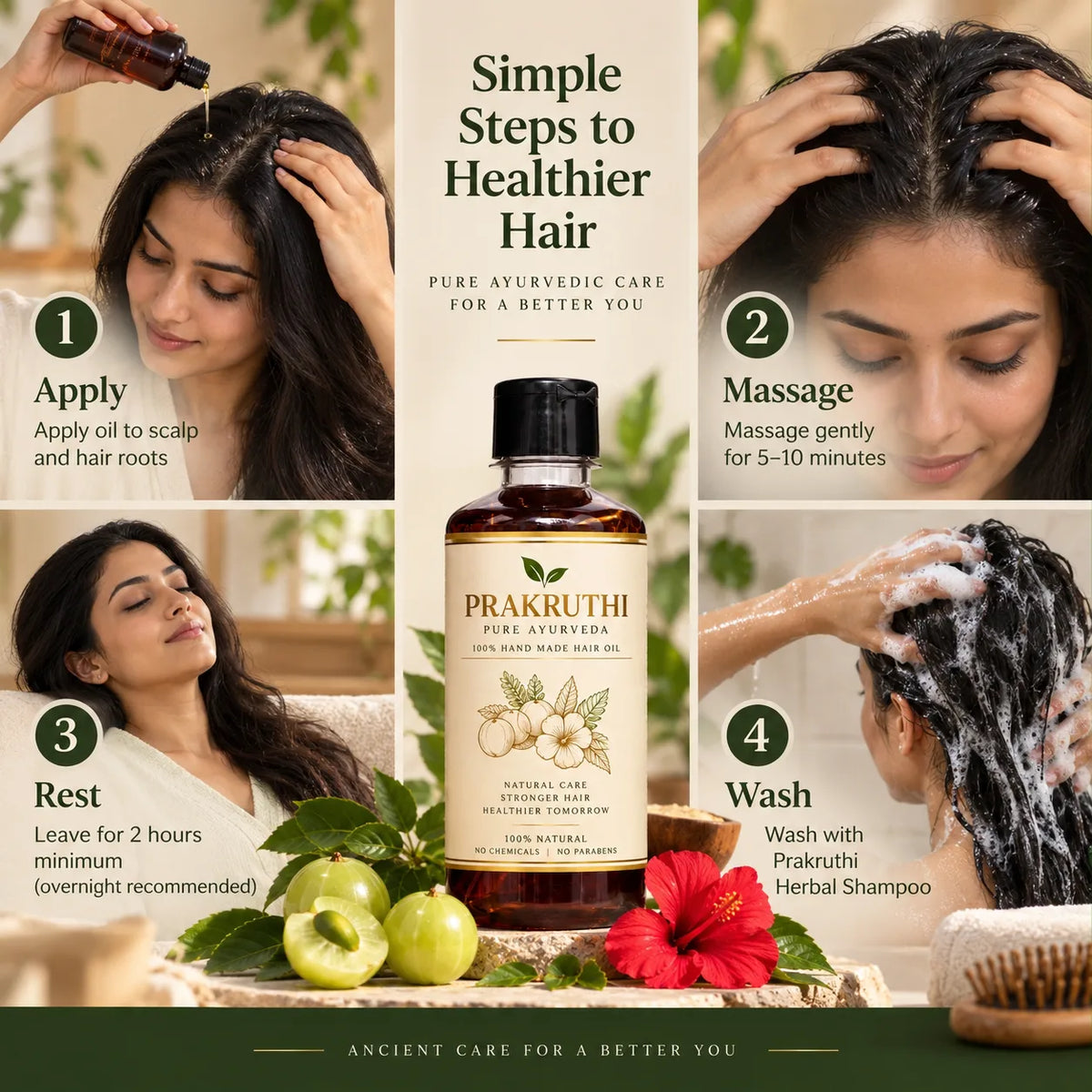 500ML Ayurvedic Hair Oil - 3 Month Hair Growth Package