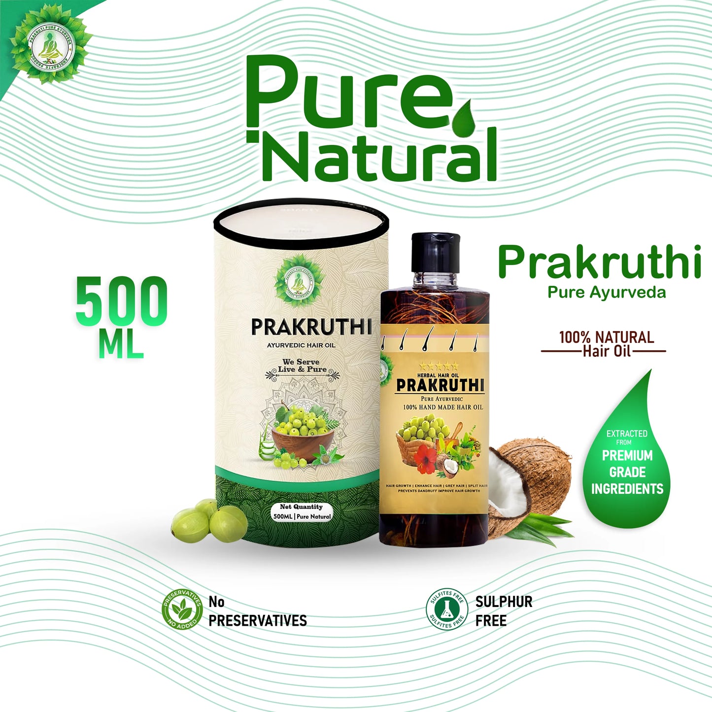500ML Ayurvedic Hair Oil - 4 Month Hair Growth Package