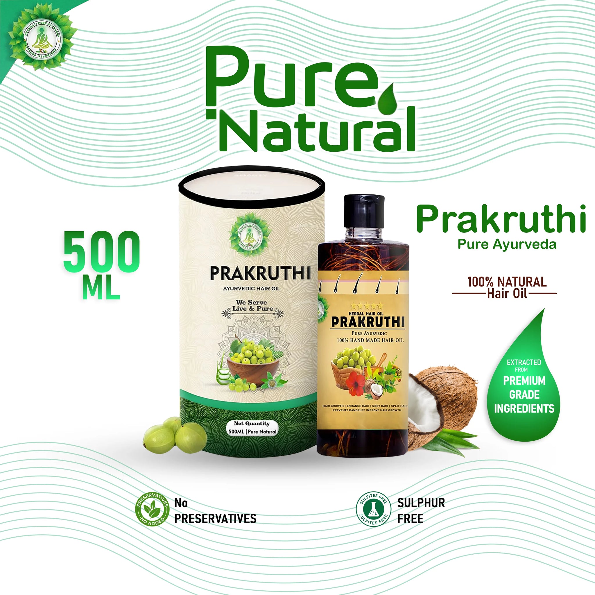 500ML Ayurvedic Hair Oil - 3 Month Hair Growth Package