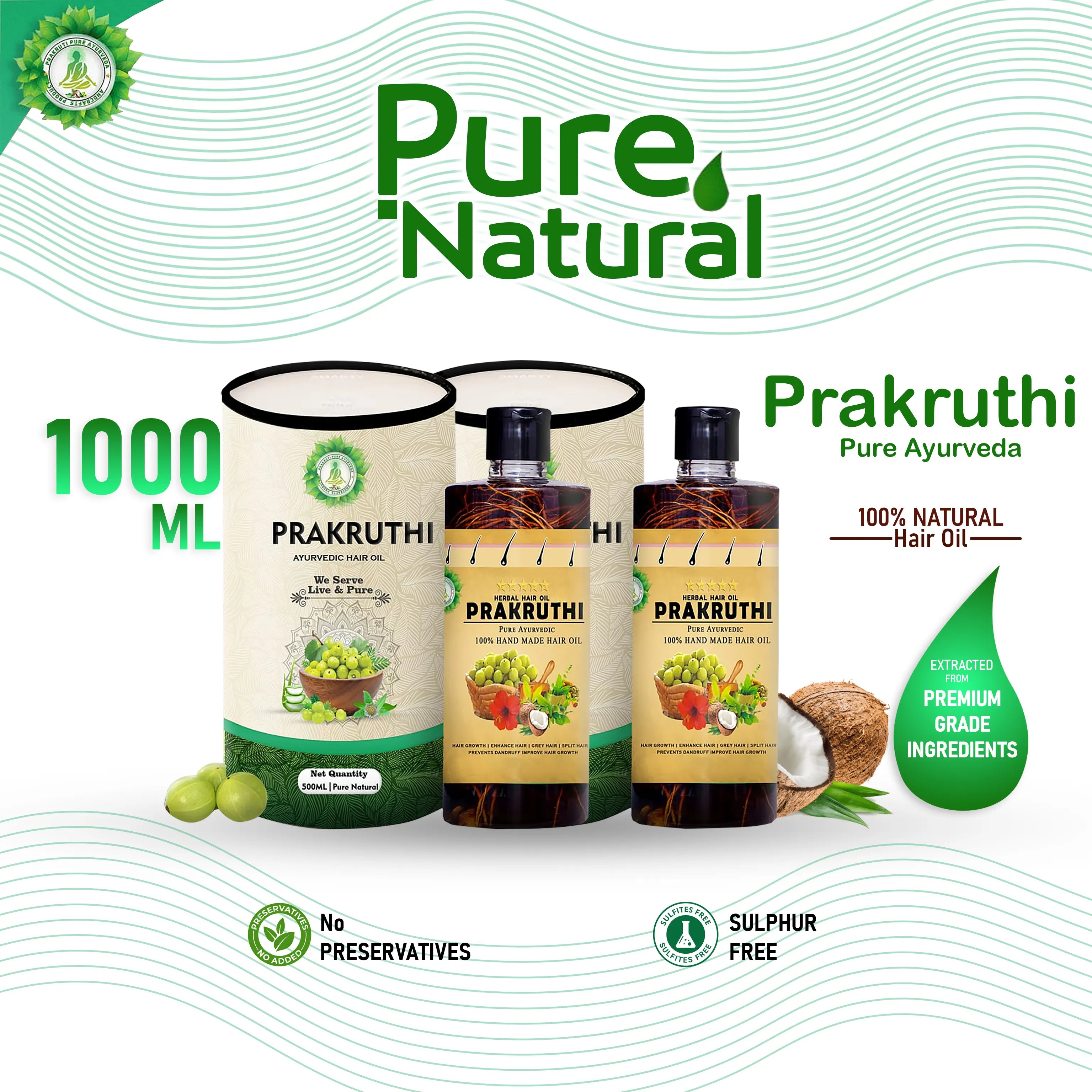 1000ML Ayurvedic Hair Oil - 8 Month Full Course Package