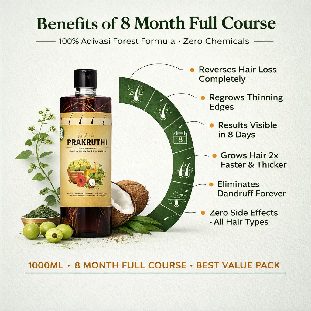 1000ML Ayurvedic Hair Oil - 8 Month Full Course Package