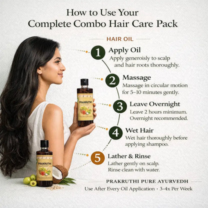 500ML Hair Oil + 250ML Shampoo Free - 3-4 Month Combo Package