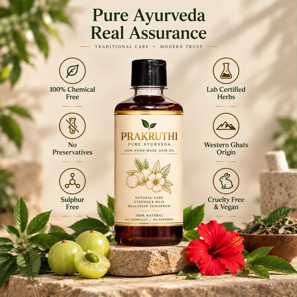500ML Ayurvedic Hair Oil - 3 Month Hair Growth Package