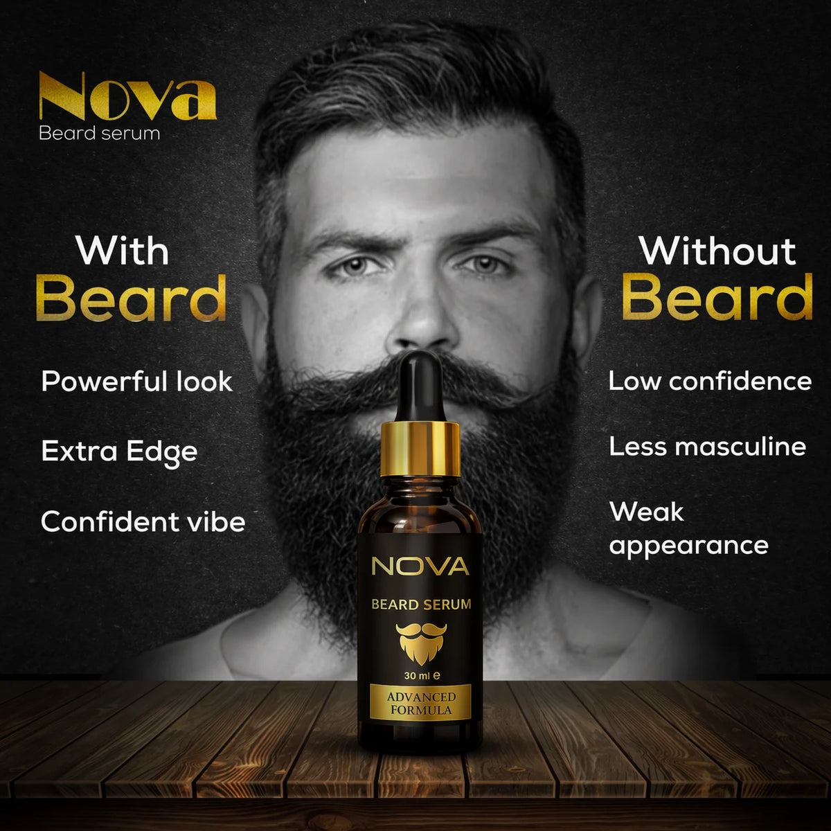 NOVA Beard Serum - Growth & Shine for Men
