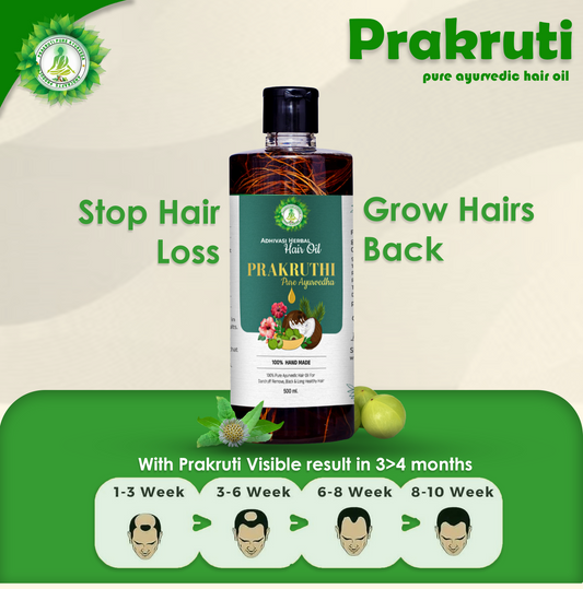 🔻500ML Adivasi Prakruthi Pure Ayurveda hair oil( Long hair Growth hair and white hair 4 Month corse package )