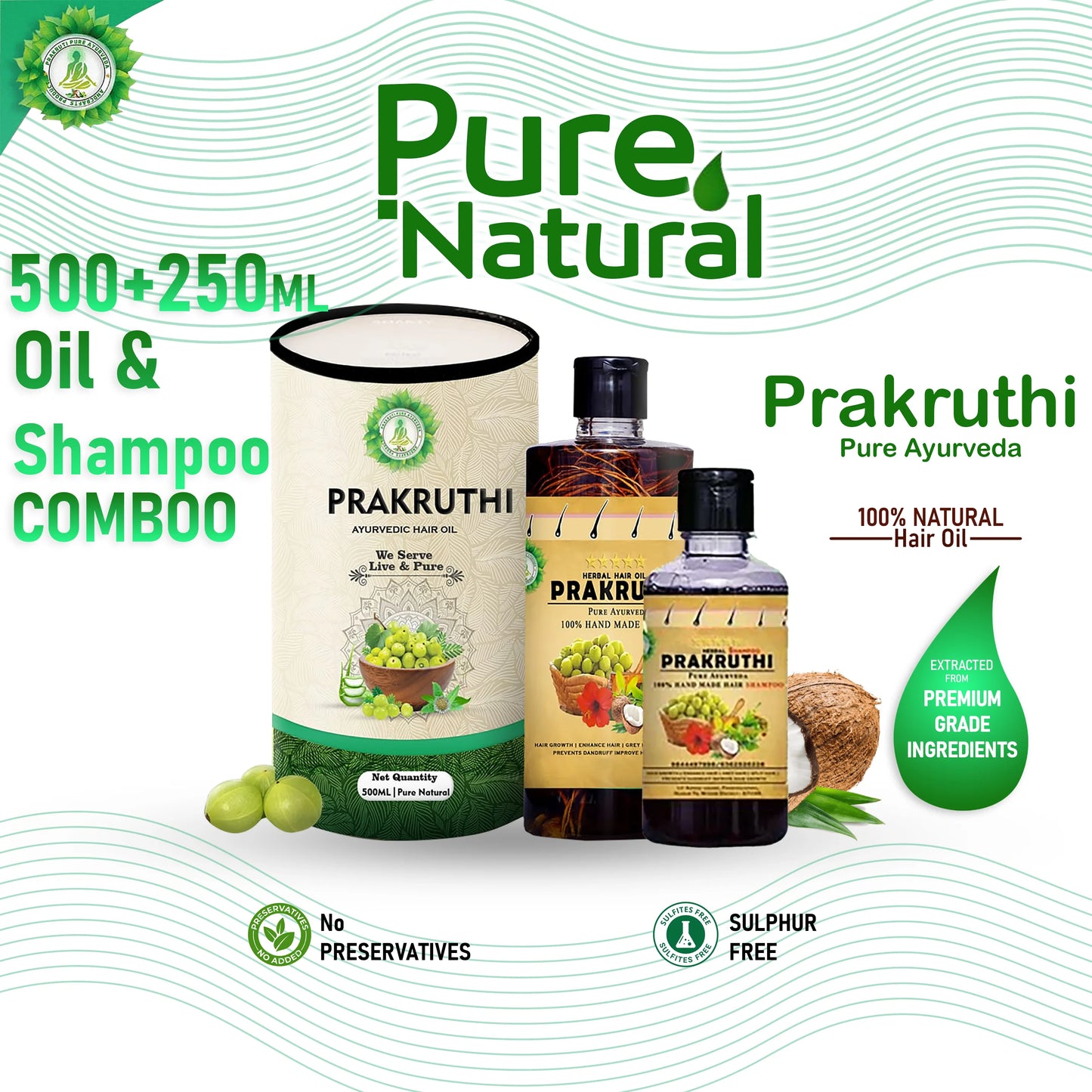 500ML Hair Oil + 250ML Shampoo Free - 3-4 Month Combo Package